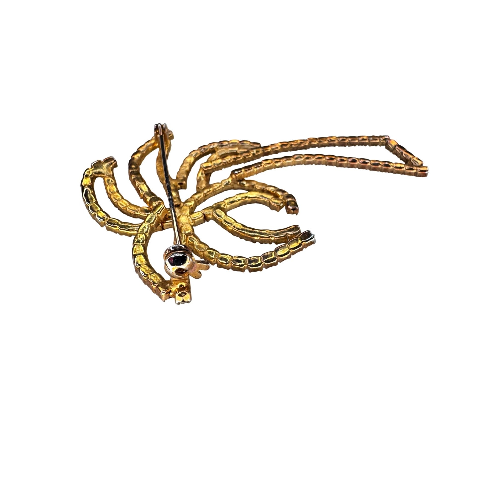 Palm Tree Brooch Gold Tone Crystal Rhinestone Figural 1980s Vintage