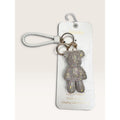 Natasha Rhinestone Teddy Bear Bag Charm Keychain New With Tags Silver White