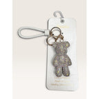 Natasha Rhinestone Teddy Bear Bag Charm Keychain New With Tags Silver White