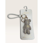 Natasha Rhinestone Teddy Bear Bag Charm Keychain New With Tags Silver White