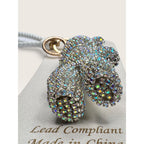 Natasha Rhinestone Teddy Bear Bag Charm Keychain New With Tags Silver White