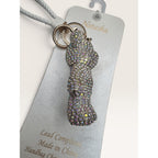 Natasha Rhinestone Teddy Bear Bag Charm Keychain New With Tags Silver White