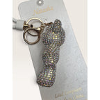 Natasha Rhinestone Teddy Bear Bag Charm Keychain New With Tags Silver White