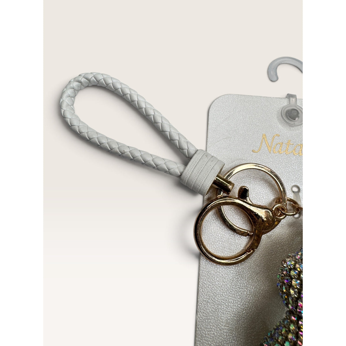Natasha Rhinestone Teddy Bear Bag Charm Keychain New With Tags Silver White