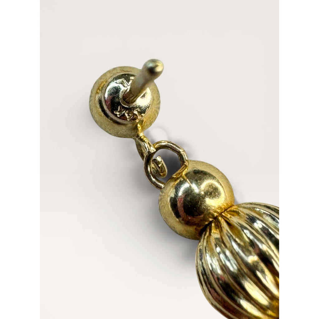 14K Gold Freshwater Cultured Pearl Tassel Dangle Earrings Vintage