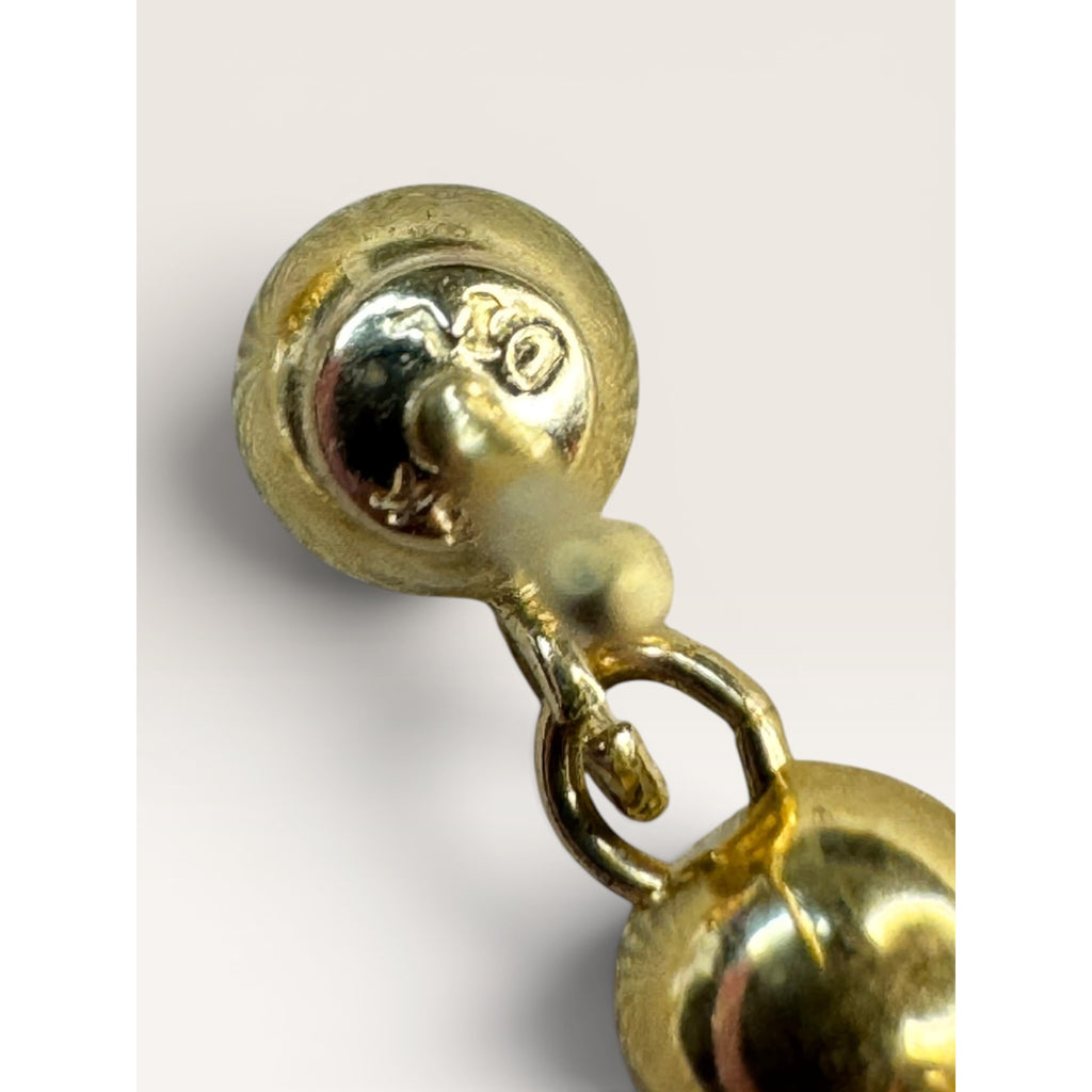14K Gold Freshwater Cultured Pearl Tassel Dangle Earrings Vintage