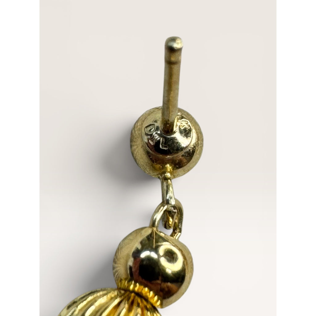 14K Gold Freshwater Cultured Pearl Tassel Dangle Earrings Vintage