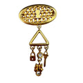 Unsigned Keyhole Brooch Gold Tone Dangling Key Lock Bow Charms 1980s Vintage