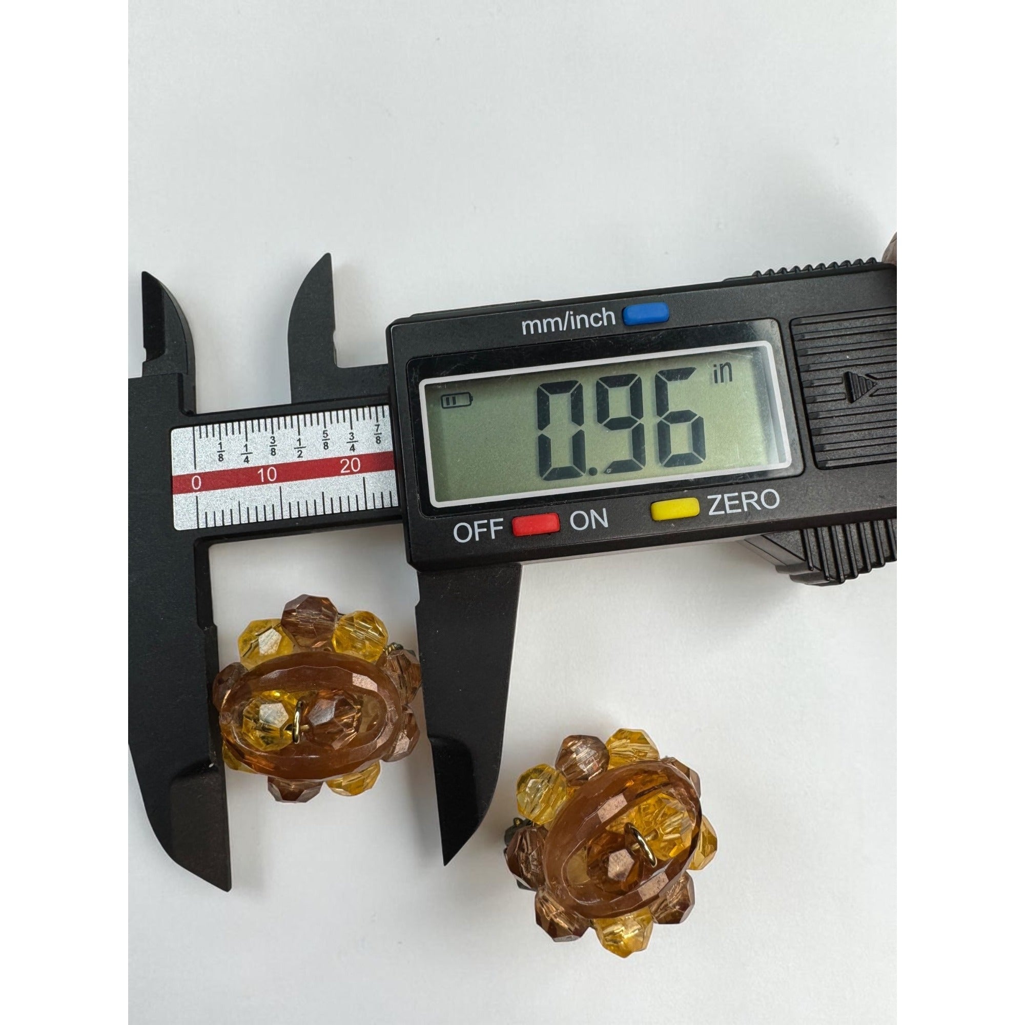 West Germany Amber Yellow Acrylic Beaded Necklace Earrings Set 1960s Vintage