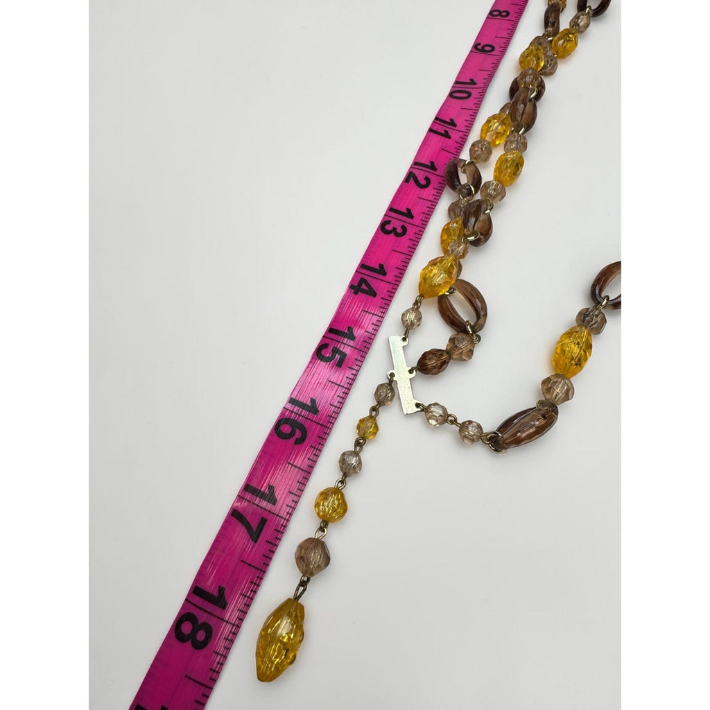 West Germany Amber Yellow Acrylic Beaded Necklace Earrings Set 1960s Vintage
