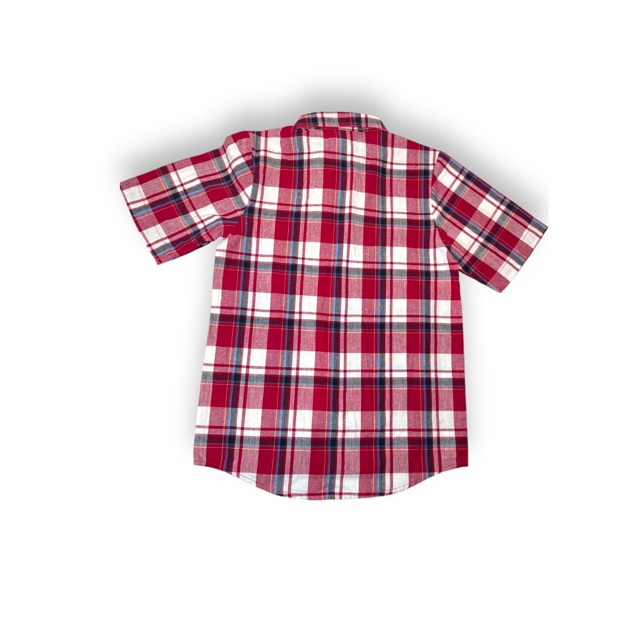 Mecca Boys 3T Red Plaid Cotton Collared Button Short Sleeve Shirt