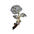 Nolan Miller Rose Brooch Gold Tone Pave Crystal 1980s Glamour Collection