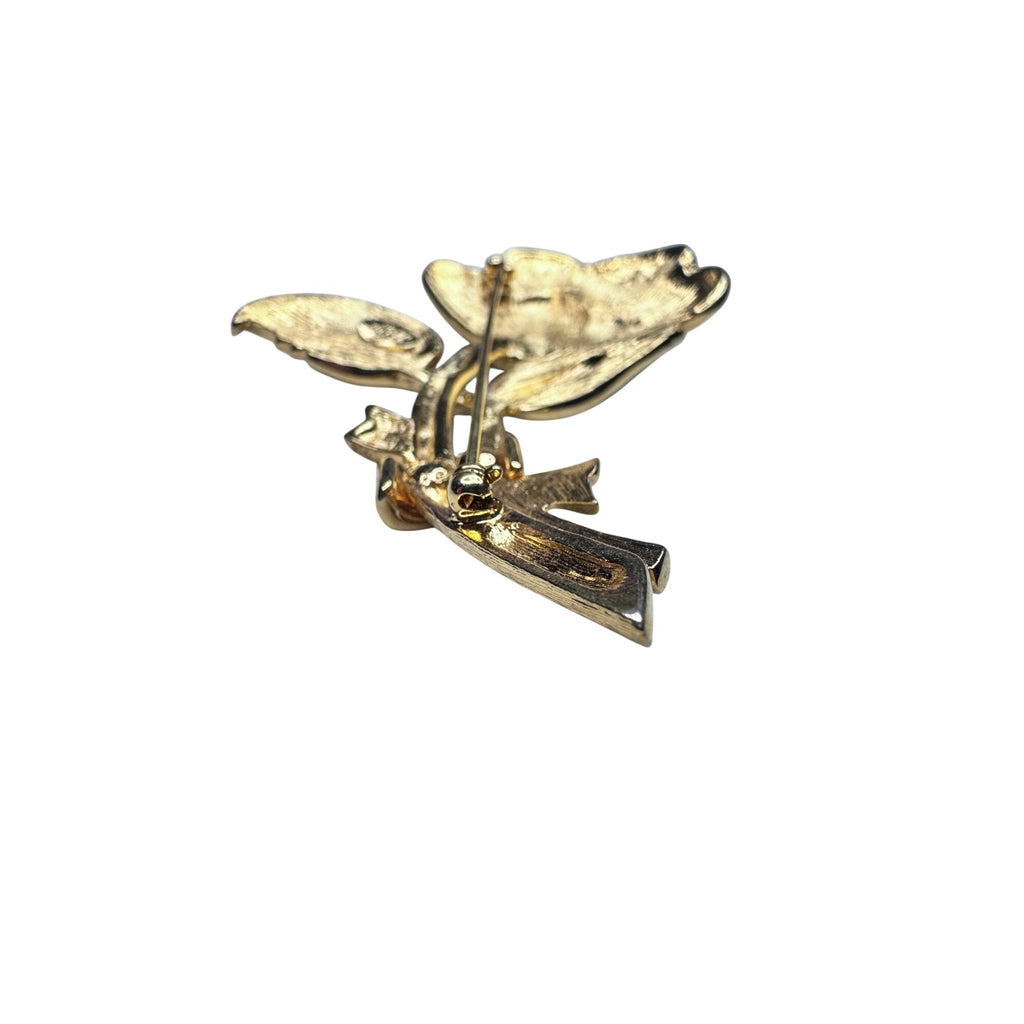 Nolan Miller Rose Brooch Gold Tone Pave Crystal 1980s Glamour Collection