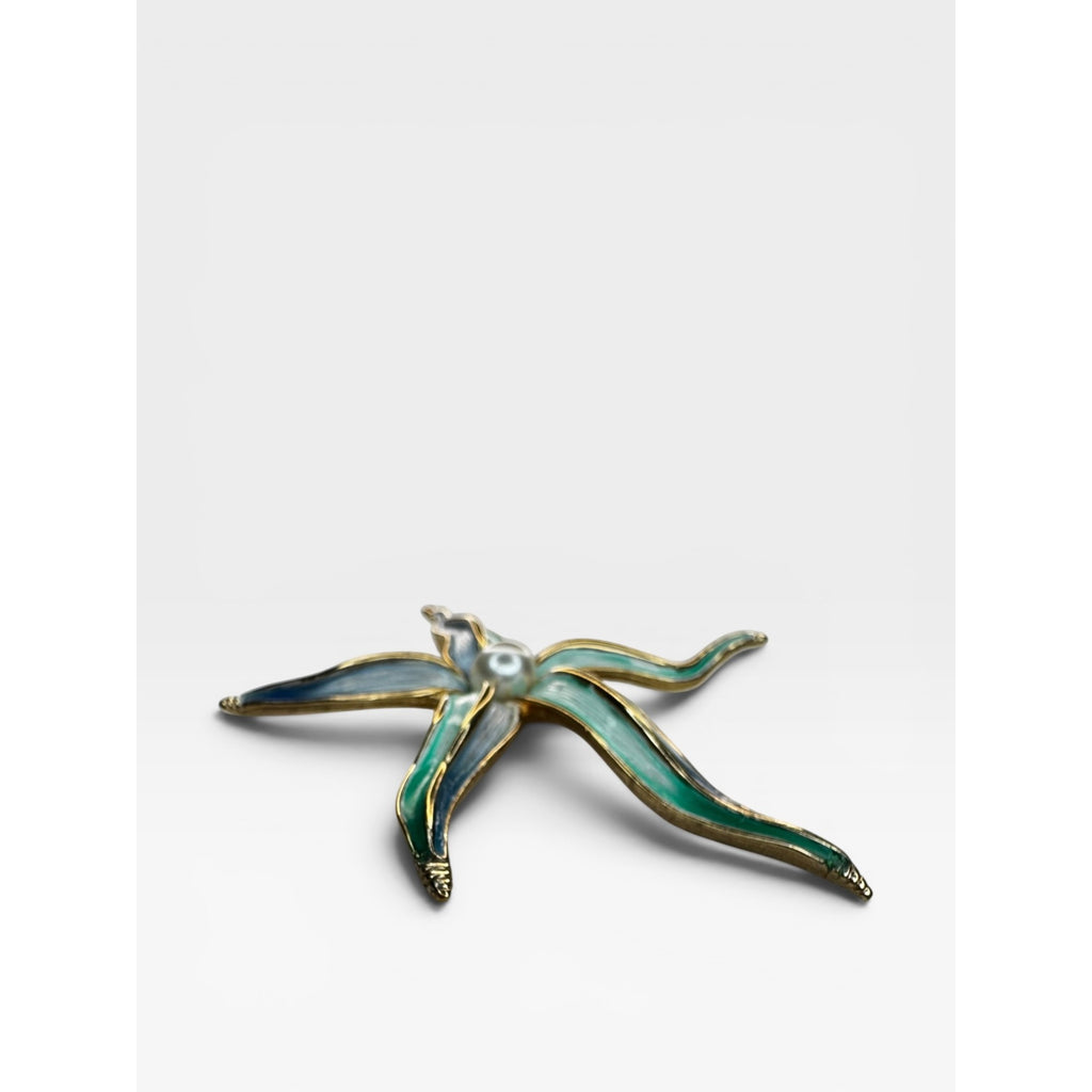 Marcel Boucher 9103P Enamel Orchid Flower Brooch Pearl 1965