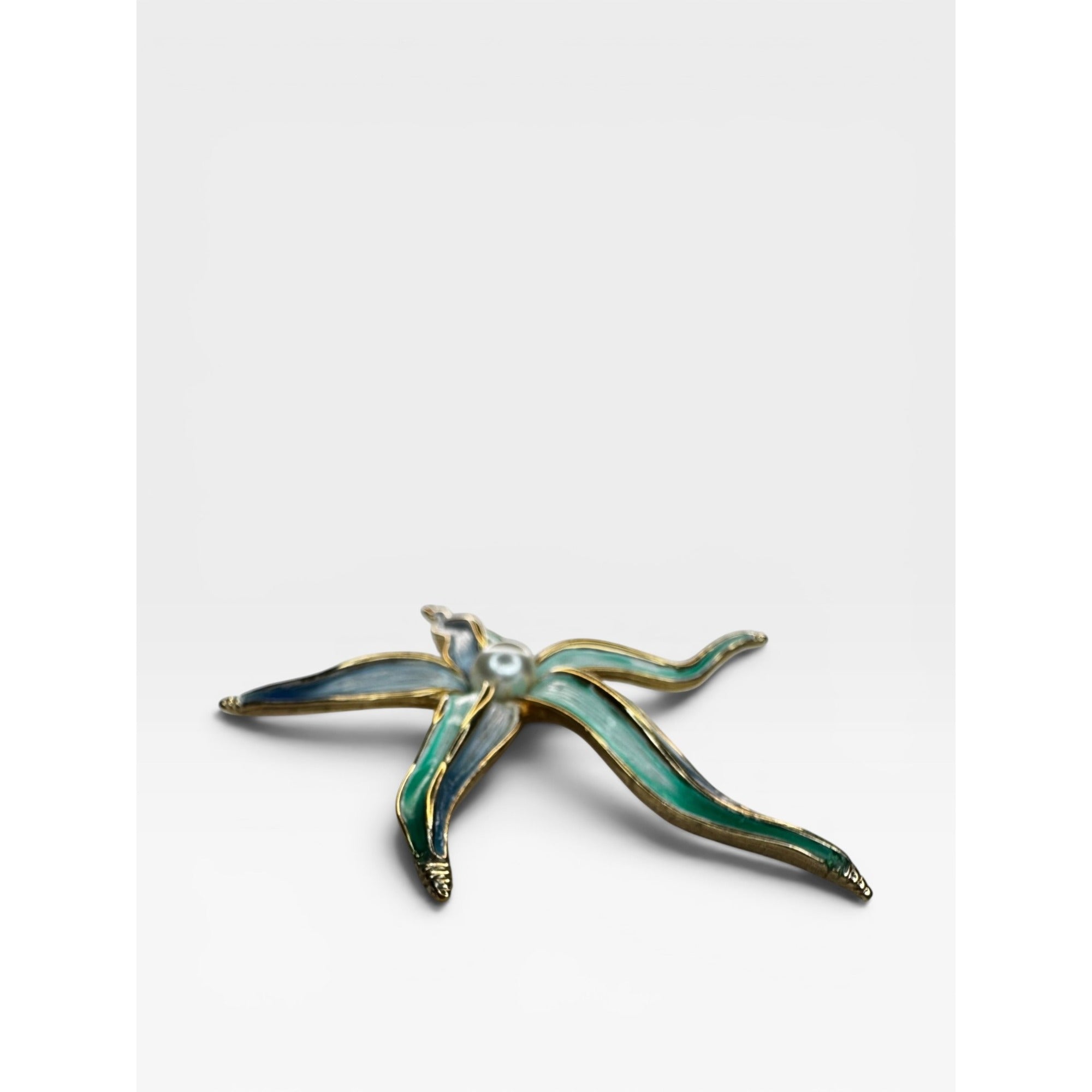 Marcel Boucher 9103P Enamel Orchid Flower Brooch Pearl 1965