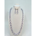 Light Lavender Faceted Acrylic Beaded Necklace Earrings Set 1980s Vintage