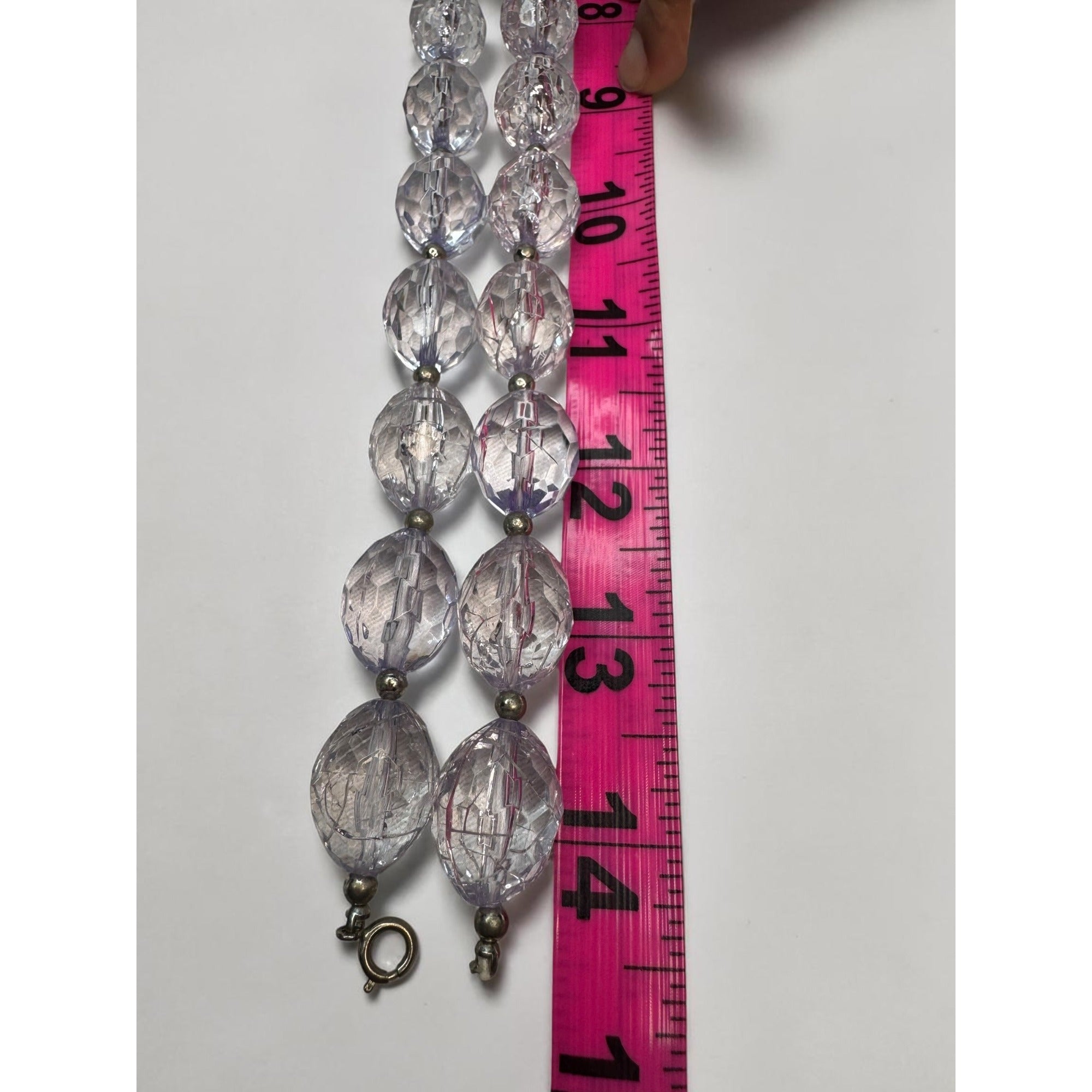 Light Lavender Faceted Acrylic Beaded Necklace Earrings Set 1980s Vintage