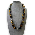 Sterling Silver 925 Tigers Eye Necklace Heavy Chunky 90s Vintage