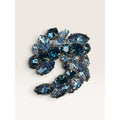 1950s Mid Century Blue Rhinestone UV Reactive Glow Swirl Brooch 1.96" Vintage