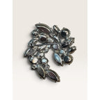 1950s Mid Century Blue Rhinestone UV Reactive Glow Swirl Brooch 1.96" Vintage