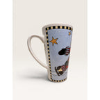 Christmas Skating Santa Tall Stoneware Latte Mug 6 Inch Vintag 1990s