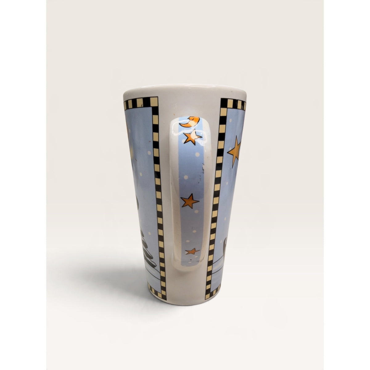 Christmas Skating Santa Tall Stoneware Latte Mug 6 Inch Vintag 1990s