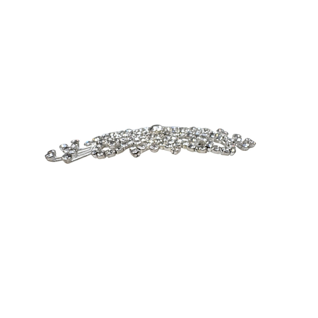 Unsigned Brooch Clear Crystal Silver Tone Filigree Bow Spray Statement 90s-2000s