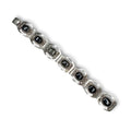 Vintage Mexico Alpaca Silver Gold Sheen Obsidian Panel Bracelet 7.25