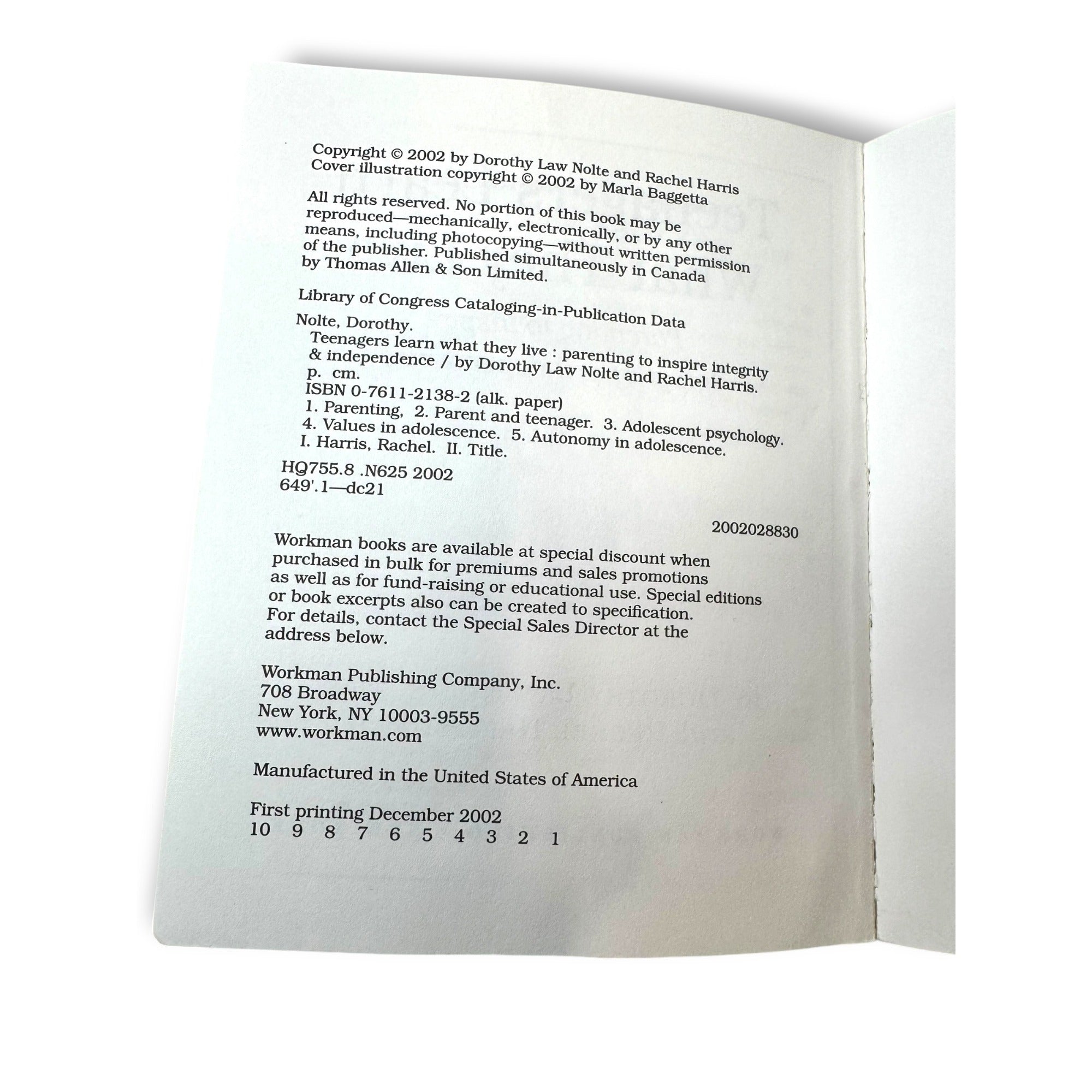 Teenagers Learn What They Live By Dorothy Law Nolte & Rachel Harris Ph.D.