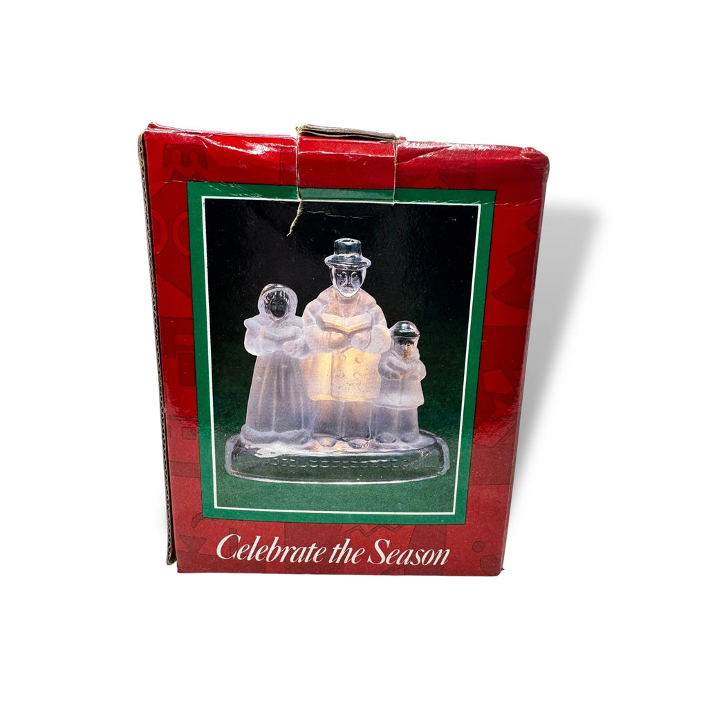 Celebrate The Season Frosted Glass Votive Candle Holder Carolers 1994