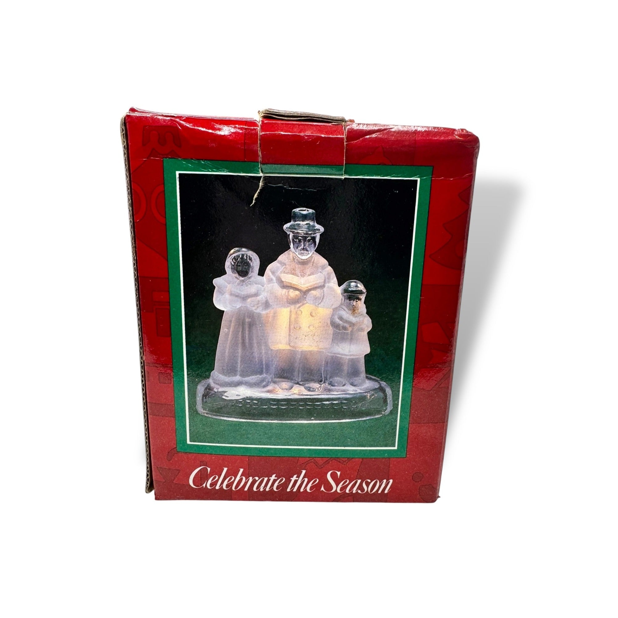 Celebrate The Season Frosted Glass Votive Candle Holder Carolers 1994