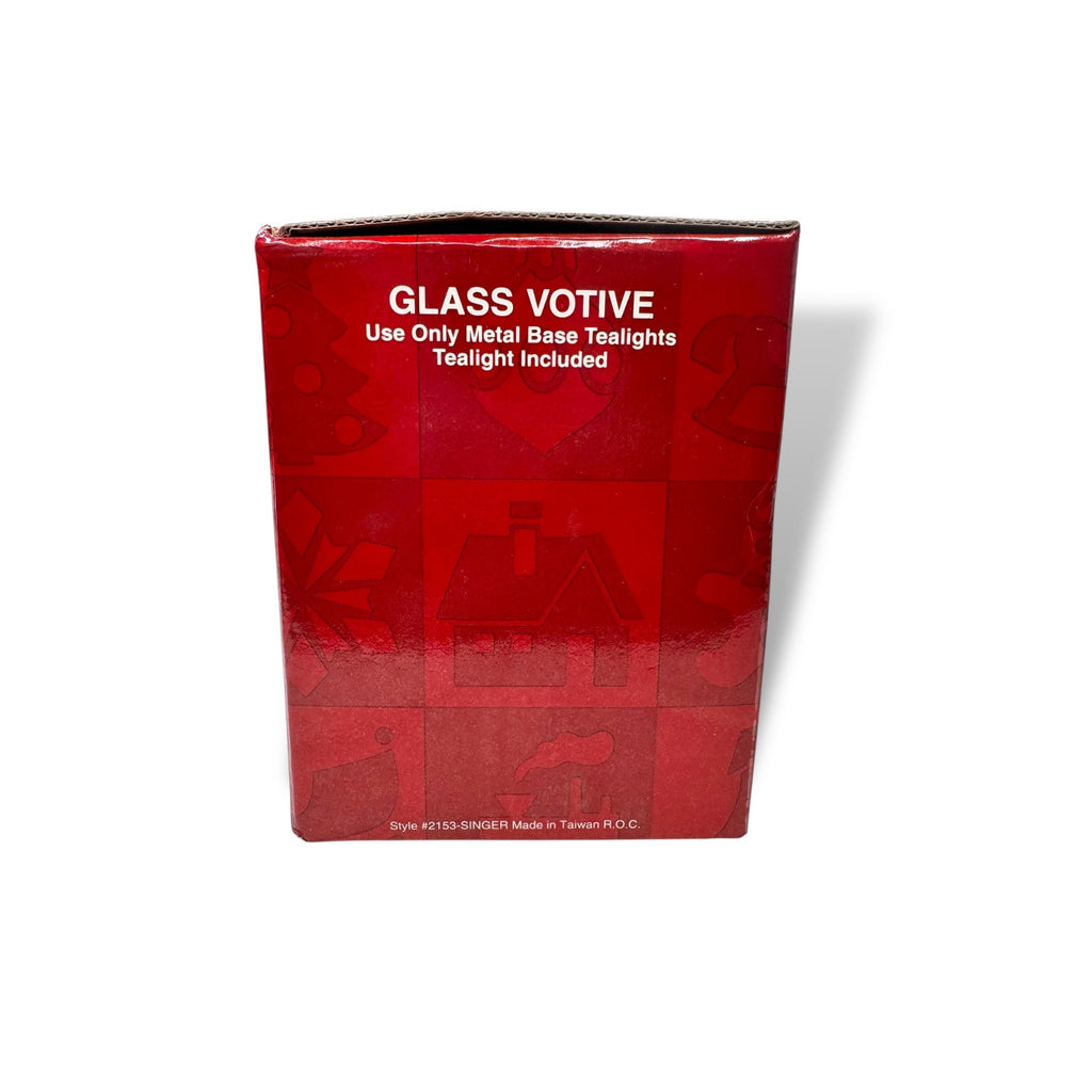 Celebrate The Season Frosted Glass Votive Candle Holder Carolers 1994