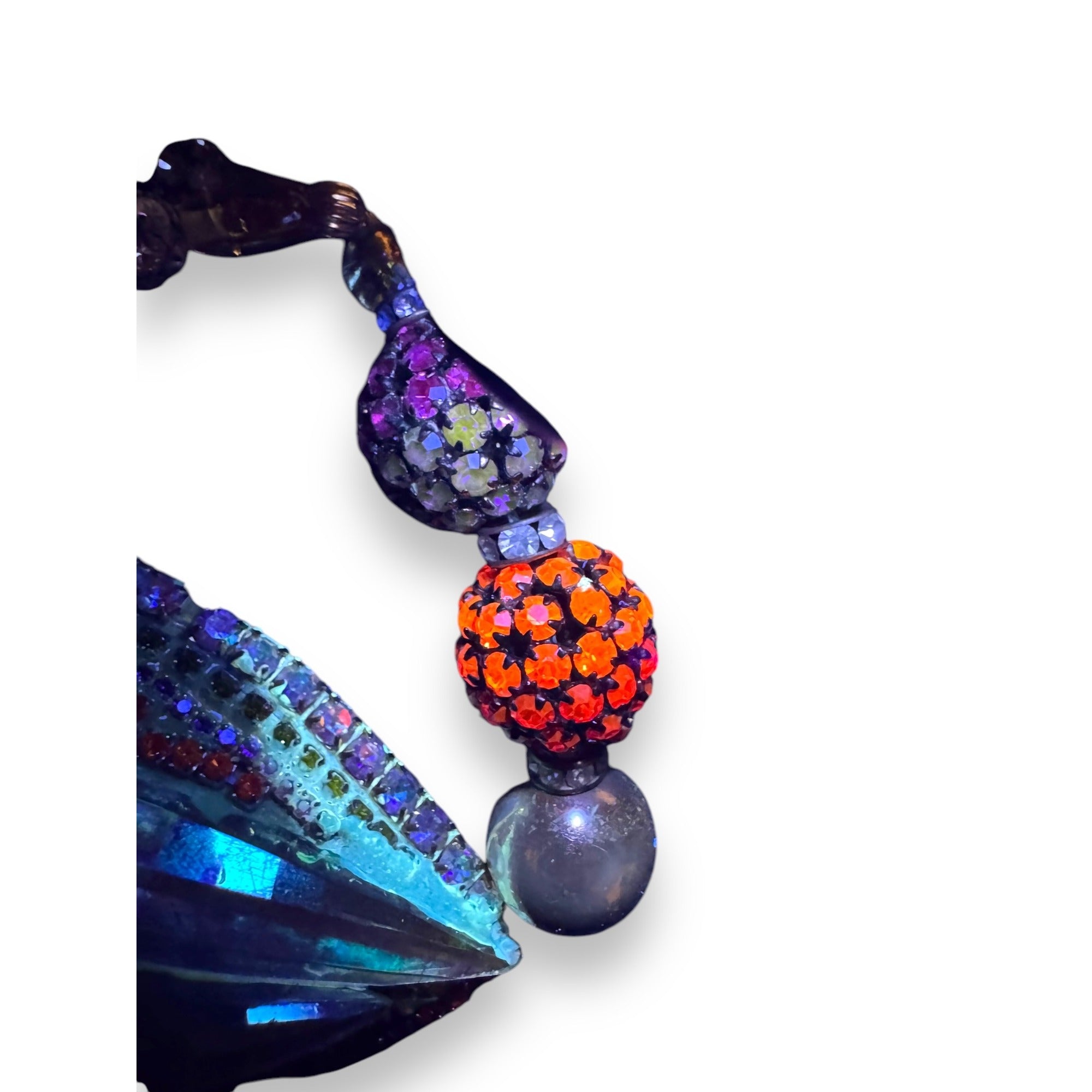 Vintage Wendy Gell Crystal Encrusted 1982 Signed Necklace 22" One of One