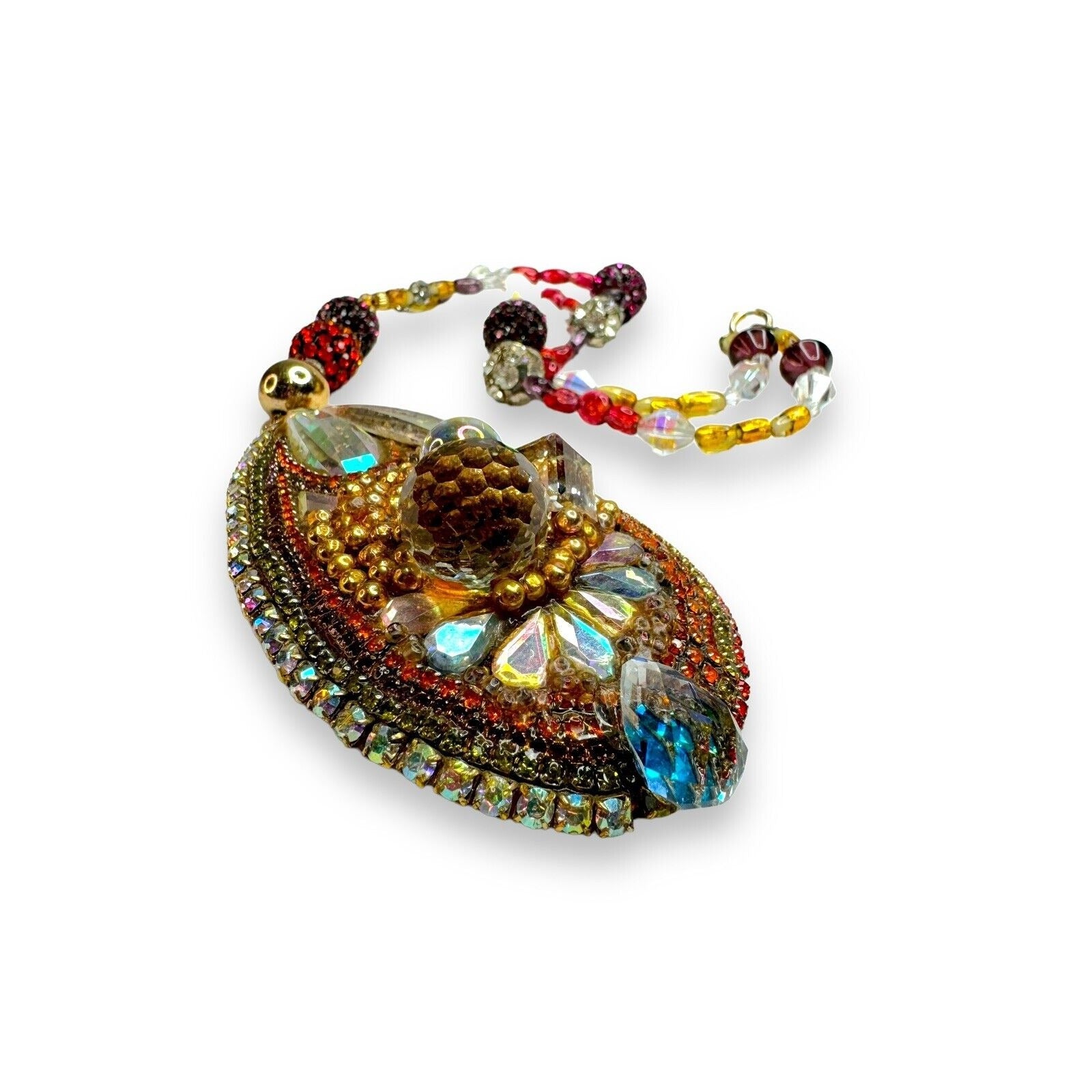 Vintage Wendy Gell Crystal Encrusted 1982 Signed Necklace 22" One of One