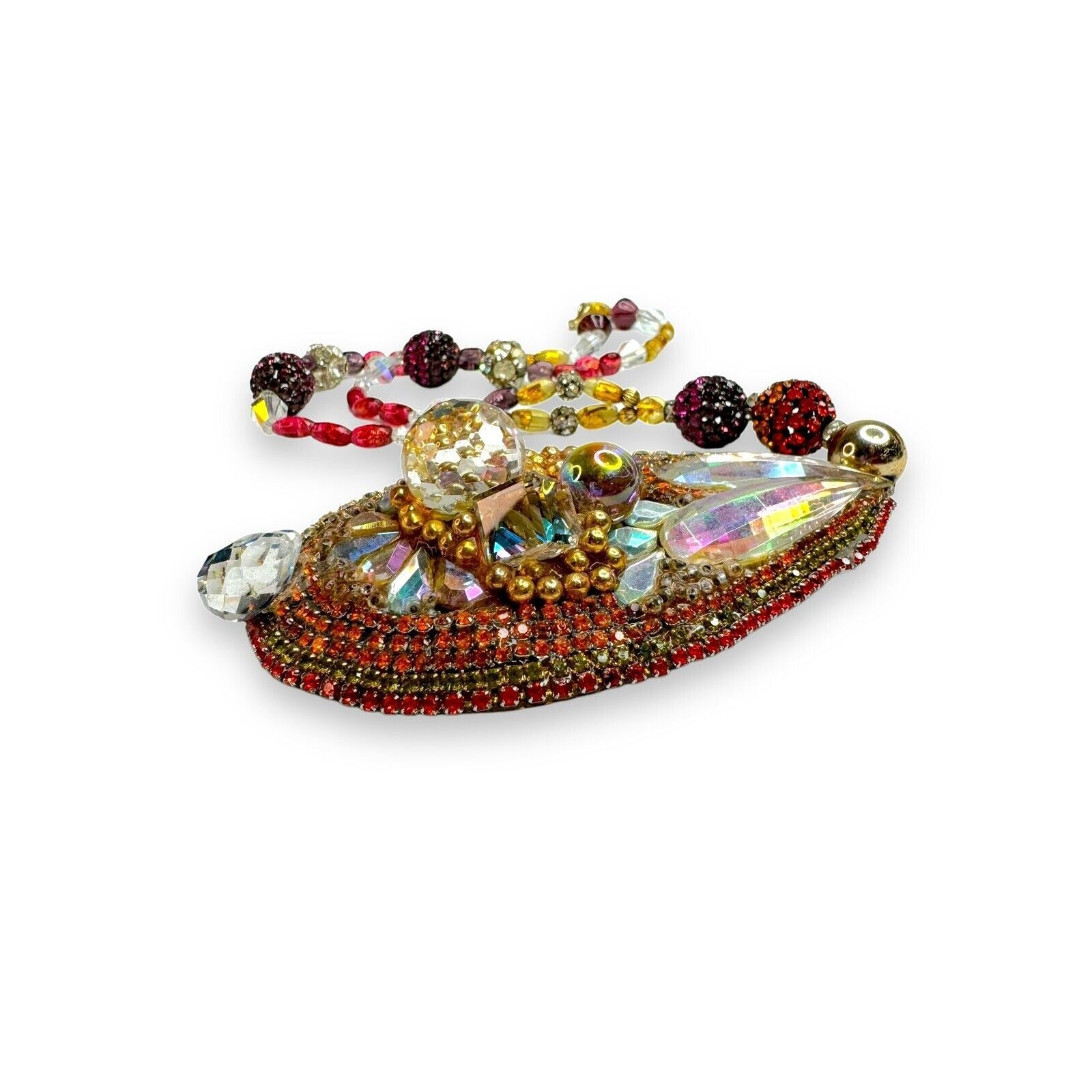 Vintage Wendy Gell Crystal Encrusted 1982 Signed Necklace 22" One of One