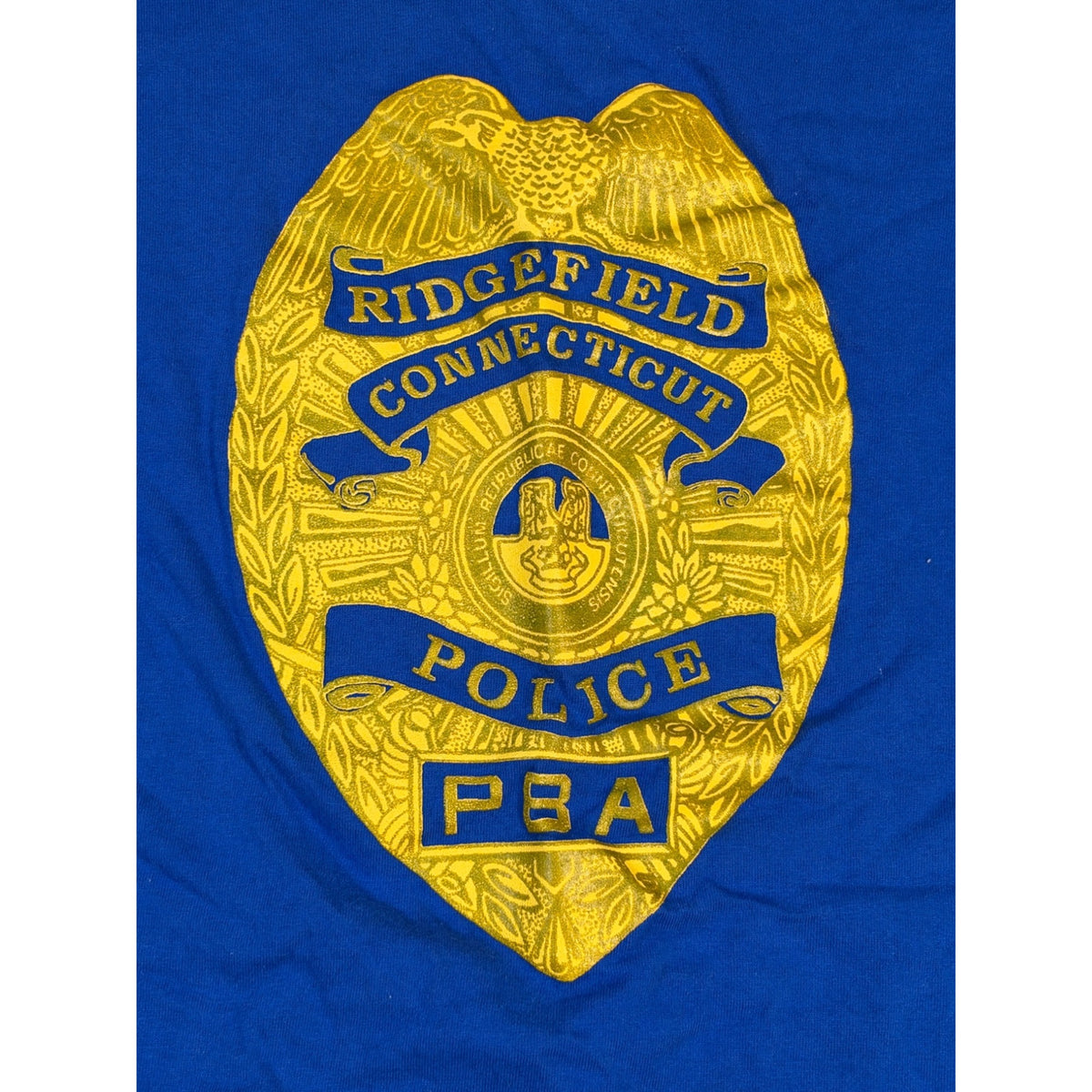 Vintage 90s Ridgefield Connecticut Police PBA Badge T-Shirt L Single Stitch USA