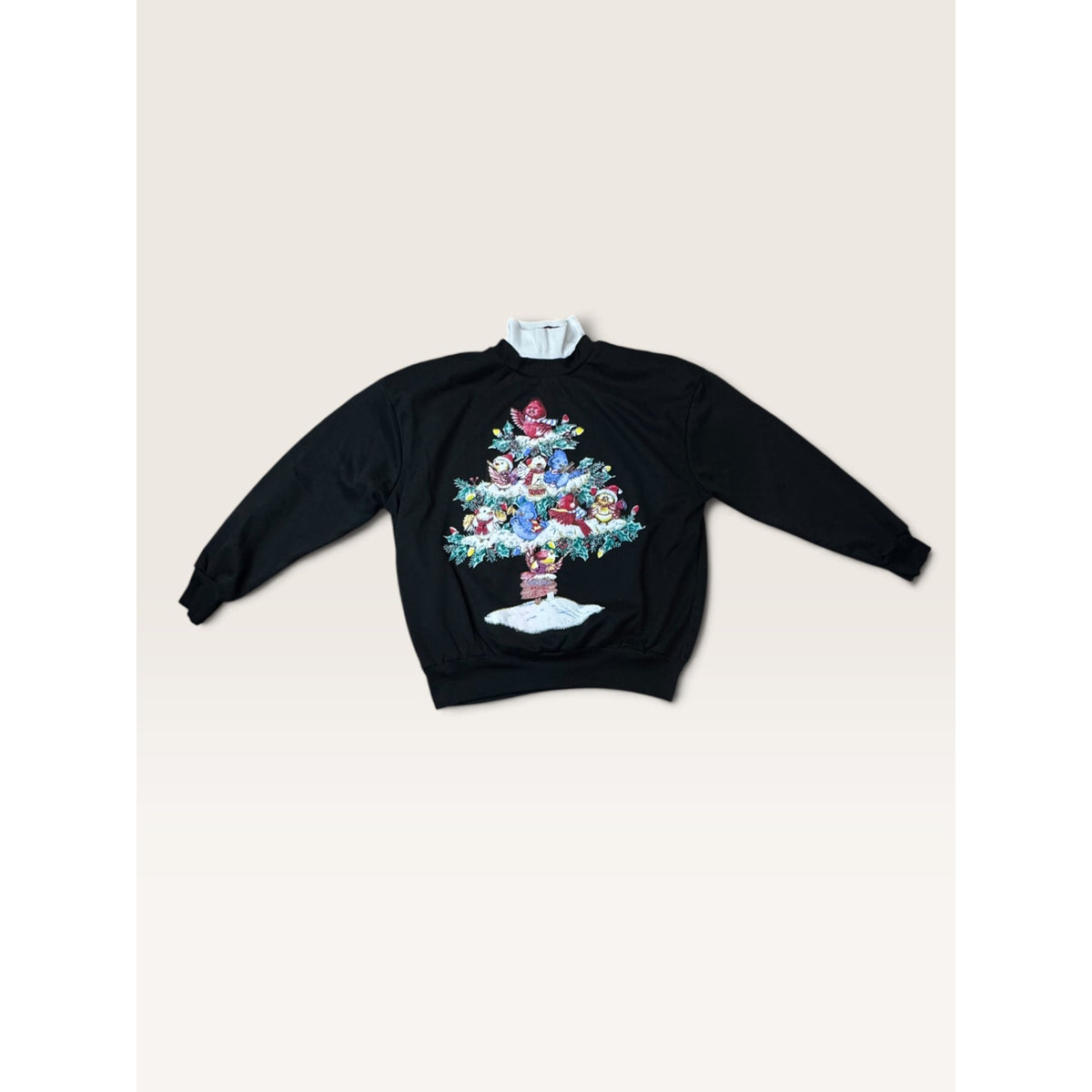 Nutcracker Womens Medium Christmas Tree Birds Black Sweatshirt Vintage 1990s