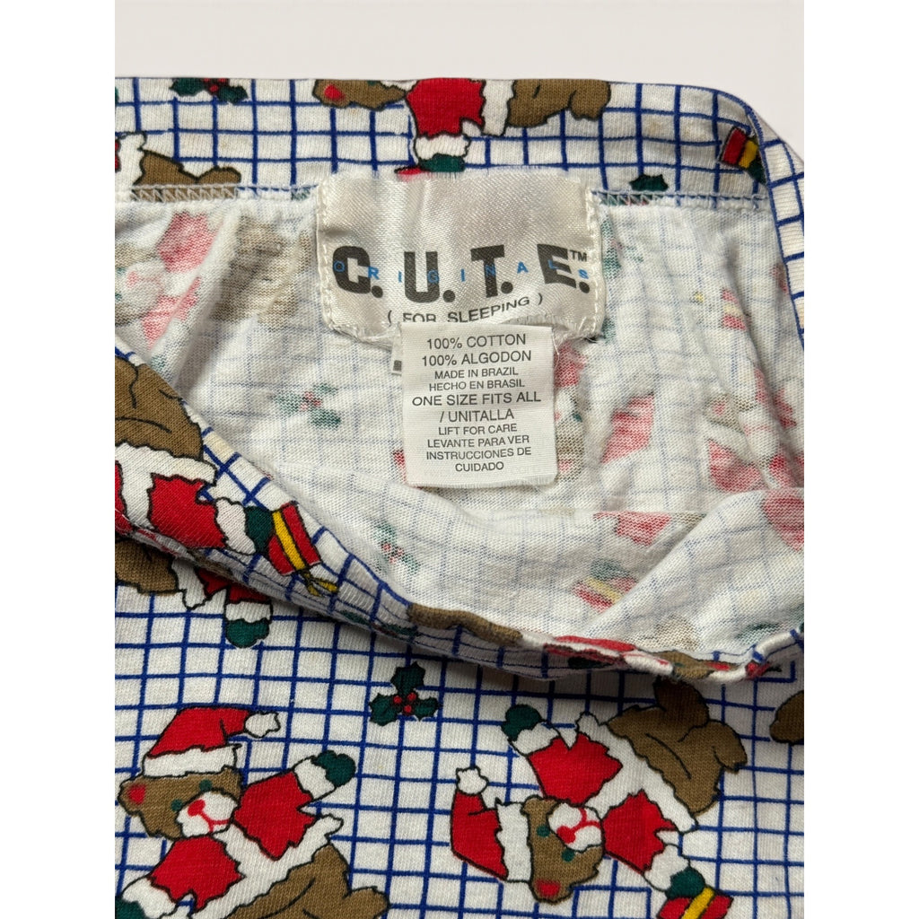 C.U.T.E. (For Sleeping) Womens Christmas Teddy Bear Sleep Shirt Vintage 1990s