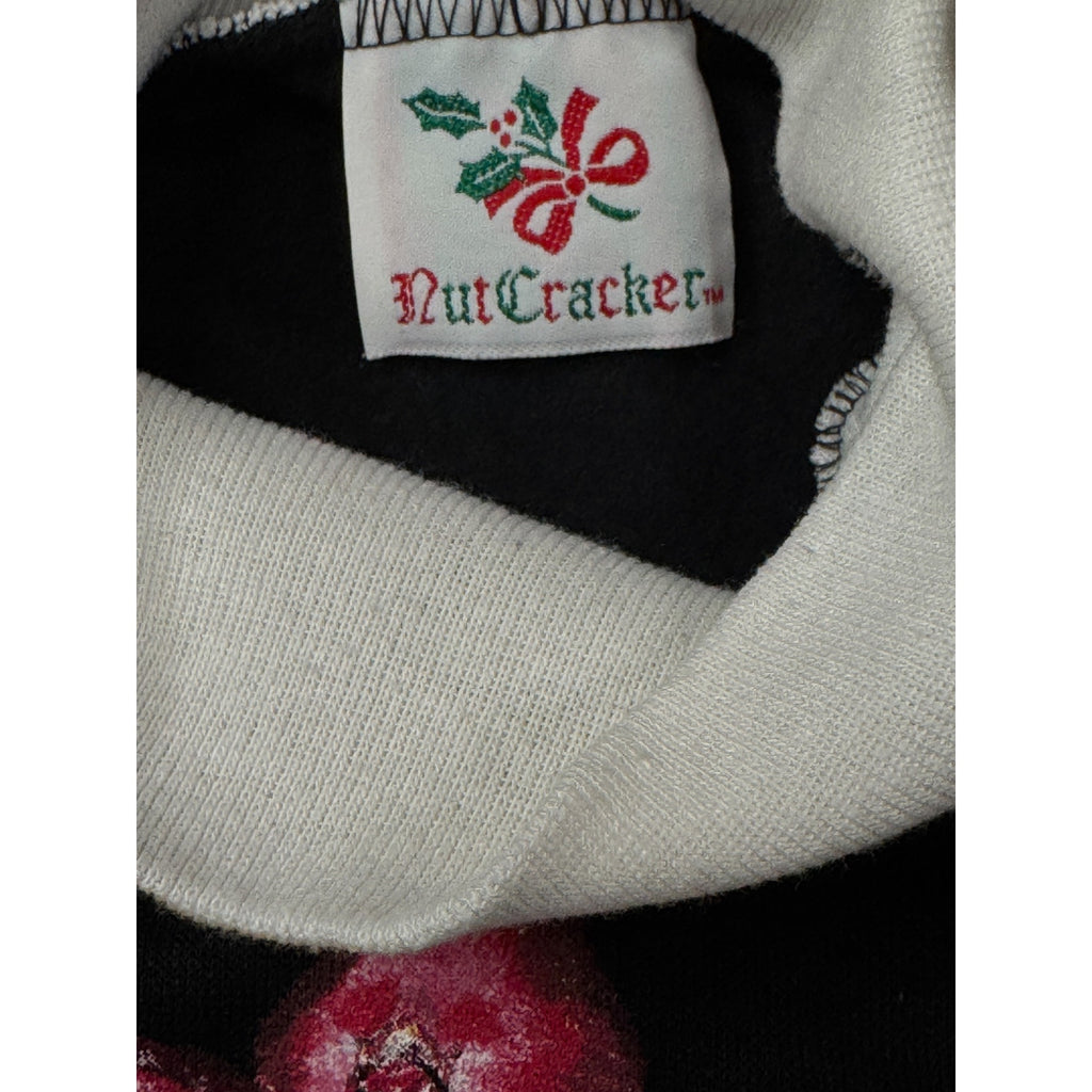 Nutcracker Womens Medium Christmas Tree Birds Black Sweatshirt Vintage 1990s