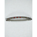 Silver Tone Link Bracelet Red Glass Gothic Scroll 2000s Vintage