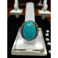 KRH Sterling Silver Oval Turquoise White Spinel Ring Size 7.5