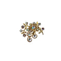 Floral Spray Brooch AB Crystal Gold Tone Filigree Unsigned Vintage