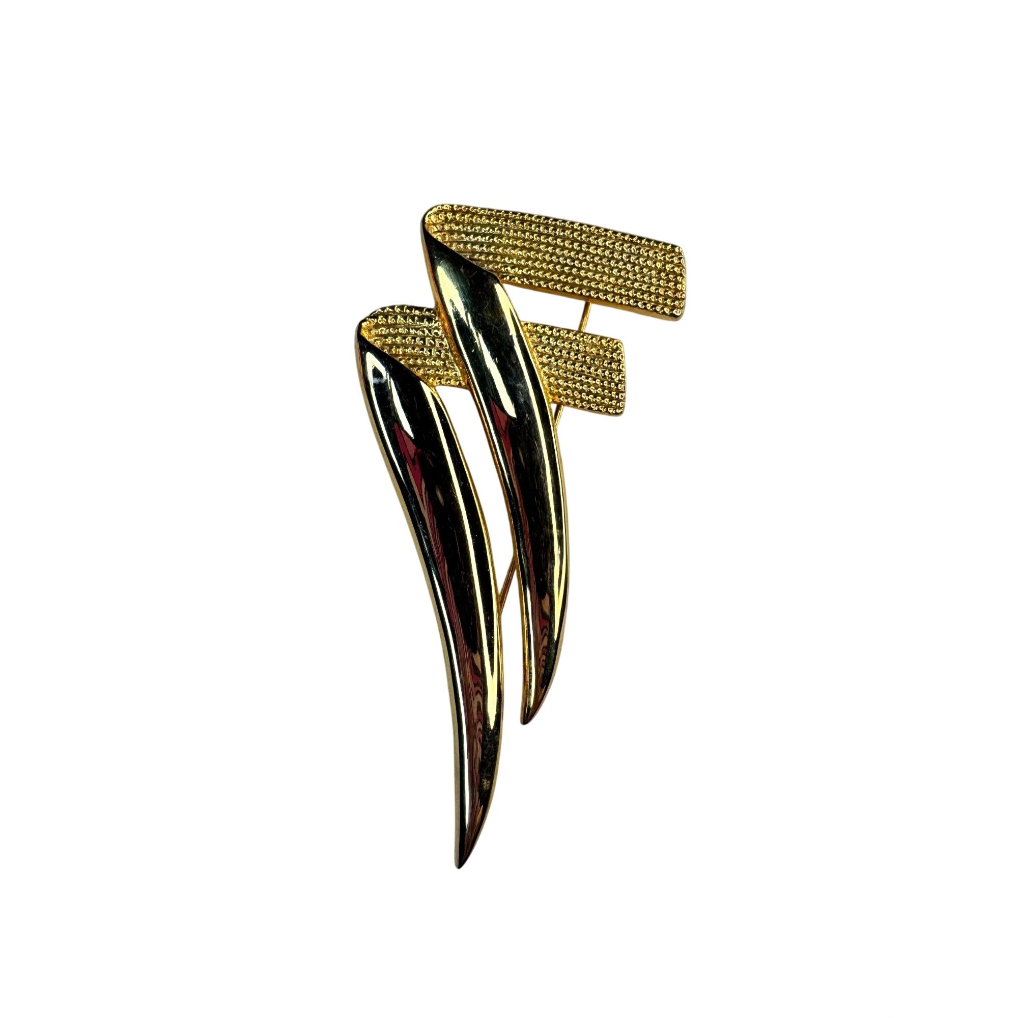 Casual Corner Gold Tone Abstract Modernist Brooch 3.31” Vintage