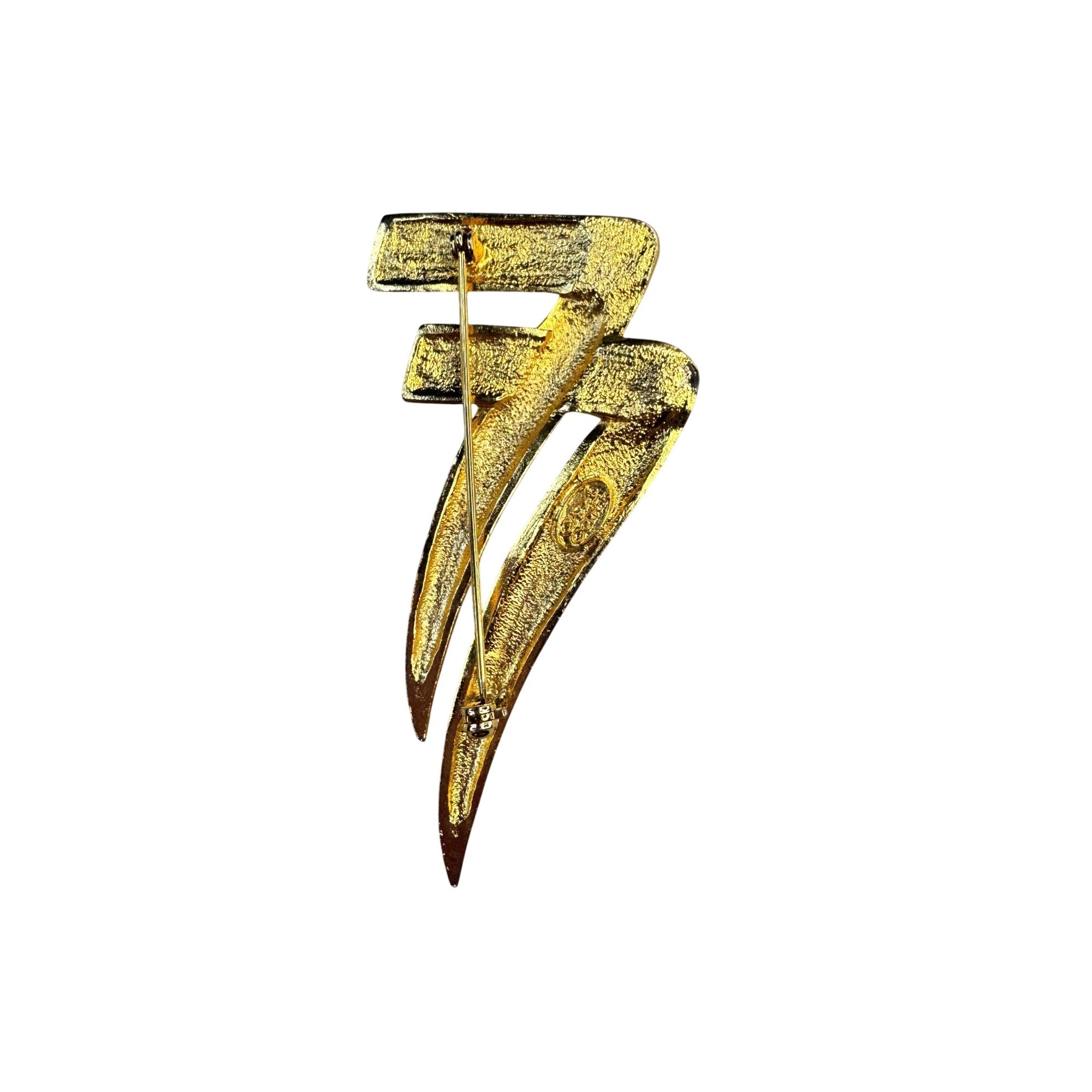 Casual Corner Gold Tone Abstract Modernist Brooch 3.31” Vintage