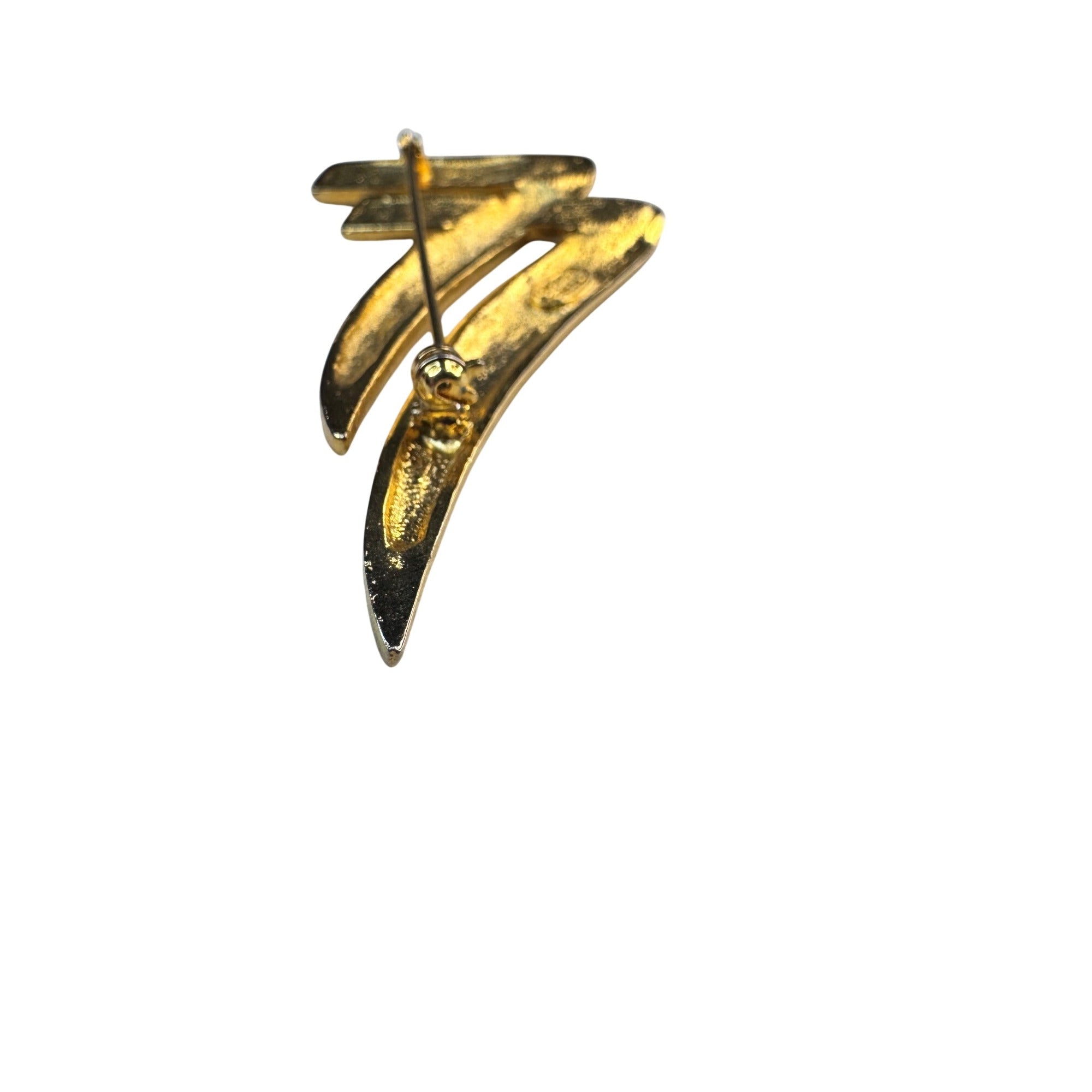 Casual Corner Gold Tone Abstract Modernist Brooch 3.31” Vintage