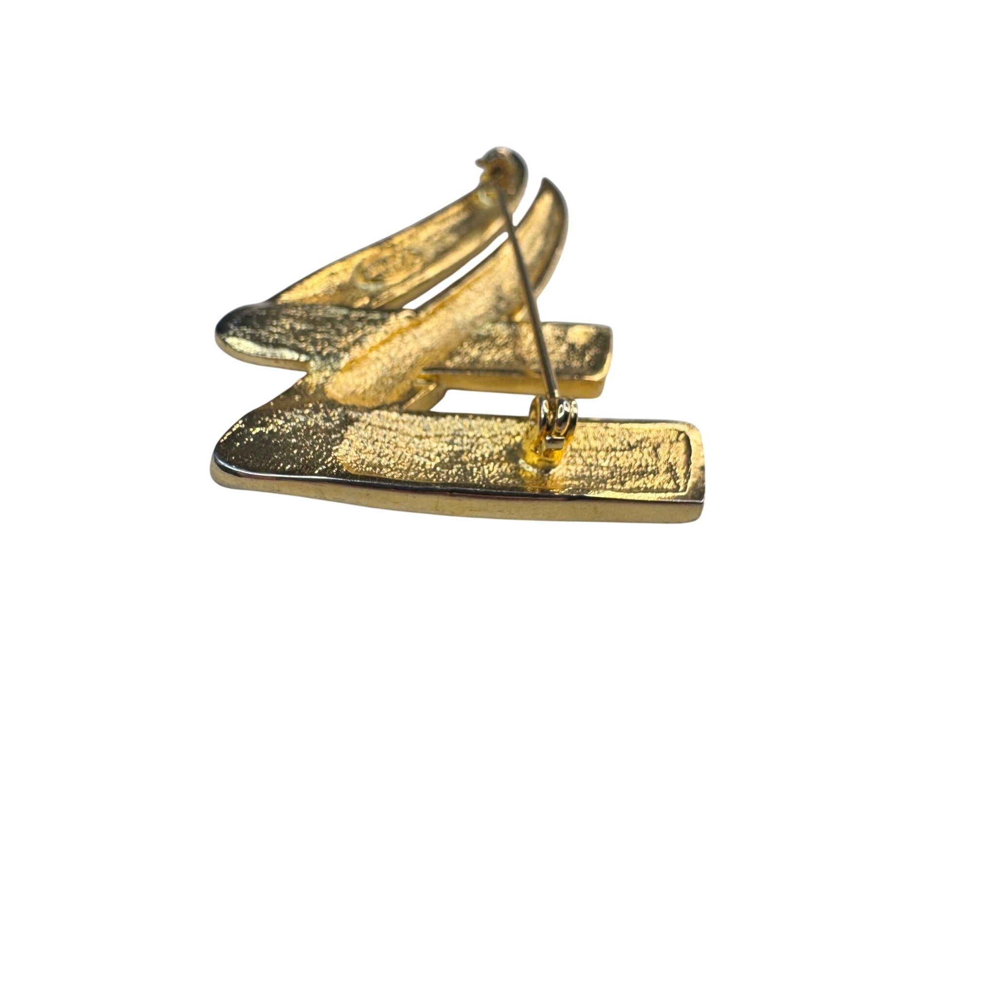 Casual Corner Gold Tone Abstract Modernist Brooch 3.31” Vintage