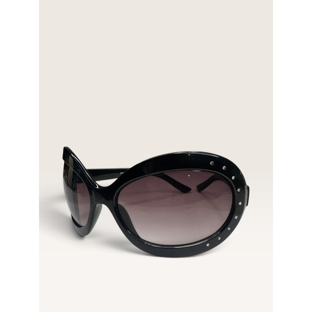 Y2K Black Oversized Butterfly Rhinestone Sunglasses Gradient 8193RS