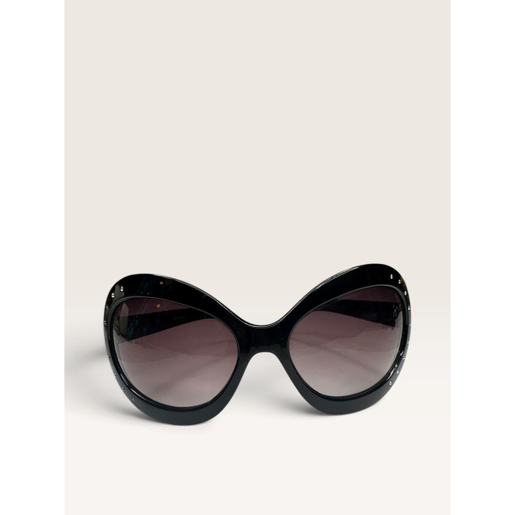 Y2K Black Oversized Butterfly Rhinestone Sunglasses Gradient 8193RS