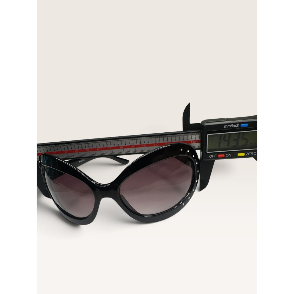 Y2K Black Oversized Butterfly Rhinestone Sunglasses Gradient 8193RS