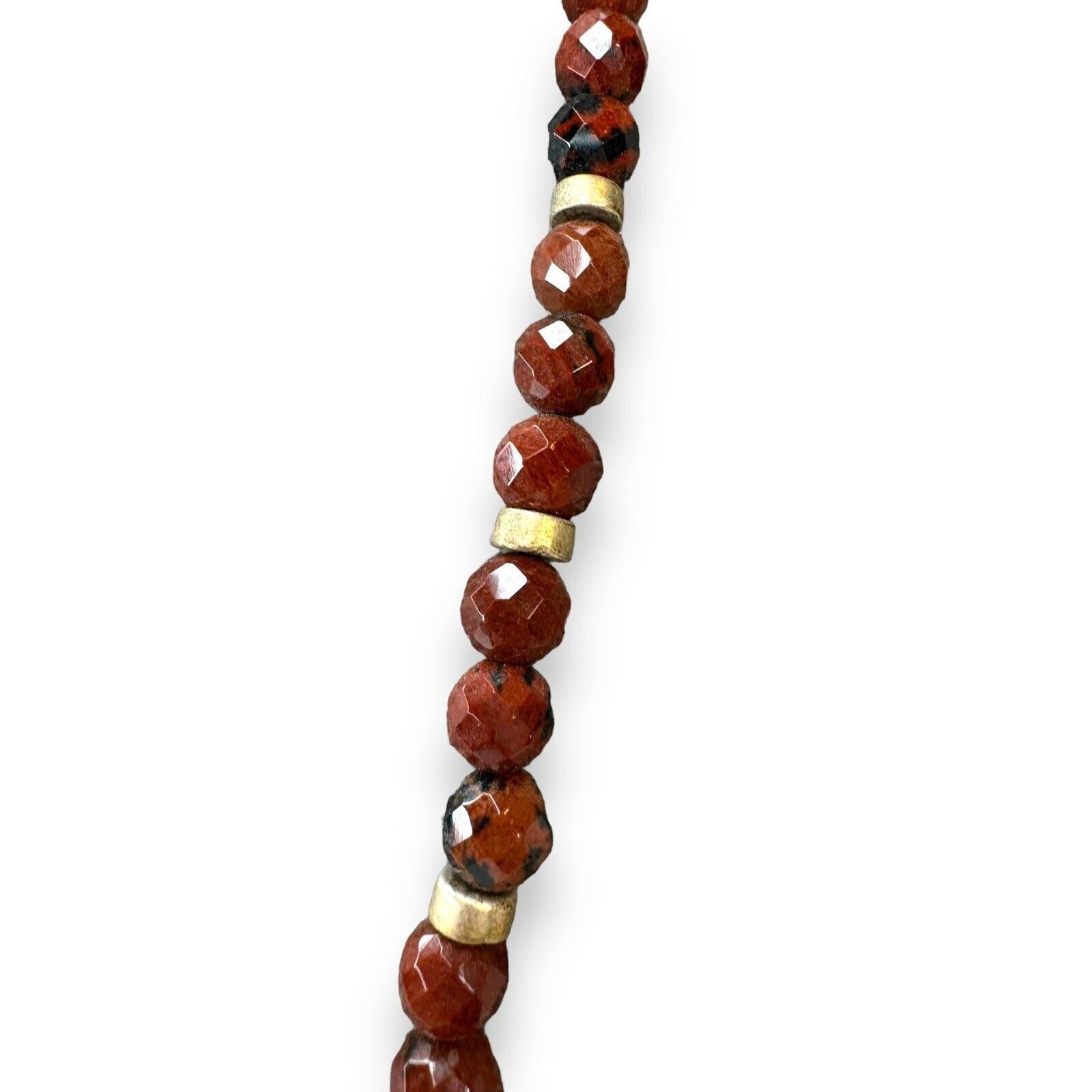 Vintage Red Jasper Bead Necklace Red Art Glass Sterling Silver 15"